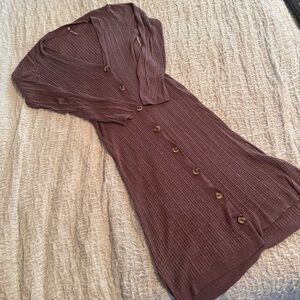 Free People Date Night Mauve Ribbed Cardigan